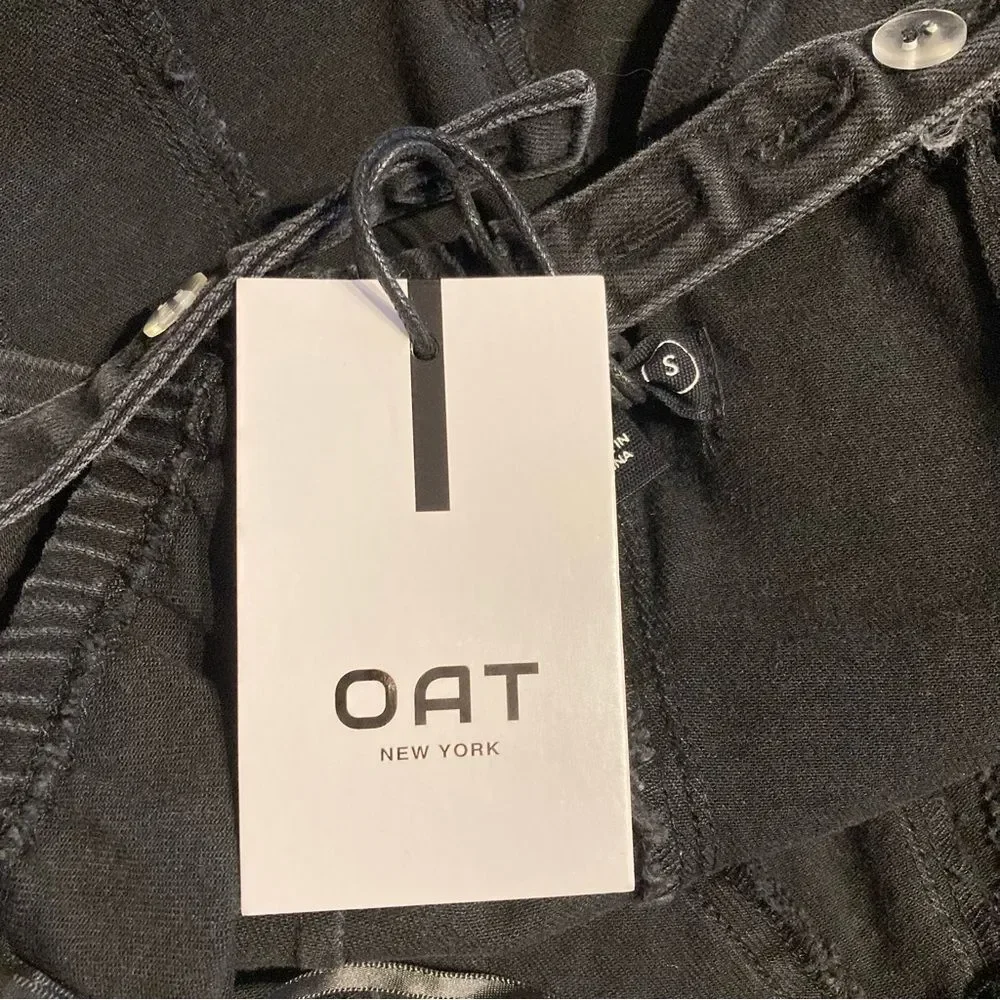 Oat New York Black Denim Bustier Crop Top Small